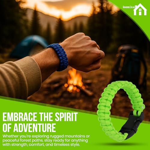 Paracord Survival Bracelets - 12-Pack with Quick-Release Clips