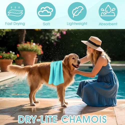2 Pack Swim Chamois Towels - Quick-Dry Water Absorbent Towels for Swimming & Outdoor Activities, 17x26 Inches, Blue & Aqua