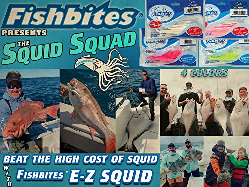 EZ Squid Fishing Bait Strips - Fast Acting, Pink, 12" x 0.5"
