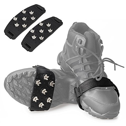 7-Point Traction Cleats for Shoes - Adjustable Anti-Skid Grips - Black