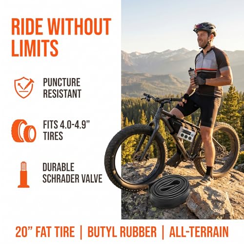 20x4.0/4.9 Fat Tire Inner Tubes with AV Schrader Valve for Mountain & Electric Bikes