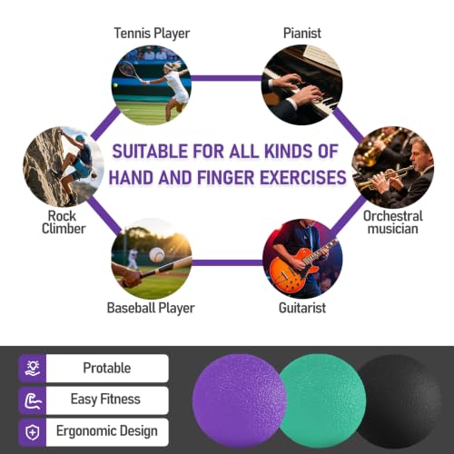 3-Pack Stress Balls for Hand Therapy - Multi-Resistance Squeeze Balls