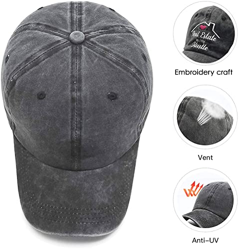 LOKIDVE Home Girl Baseball Cap Washed Cotton Distressed Ponytail Hat for Real Estate Agent - Hustle