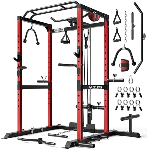 S21 Power Cage - Multi-Function Squat Rack with Cable Crossover - Red