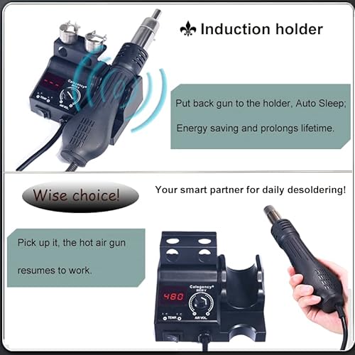 Premium Hot Air Rework Station, Digital Soldering Station with Airflow Adjustable 100-480¡É Heat Resistant Hot Air Gun, Soldering Iron Station Kit for BGA IC SMD Desoldering Tool and Hobby
