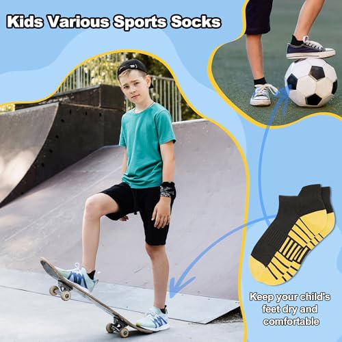 Gentaby 12 Pairs Boys Socks Athletic Ankle Toddler 1-14Y 7-10 Years Black