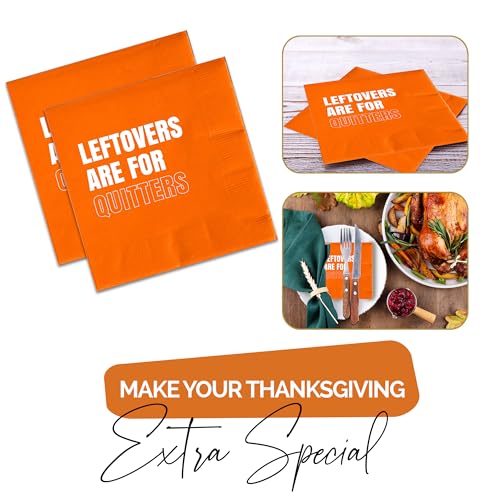 Thanksgiving Napkins - Leftovers Are For Quitters, 52 Pcs