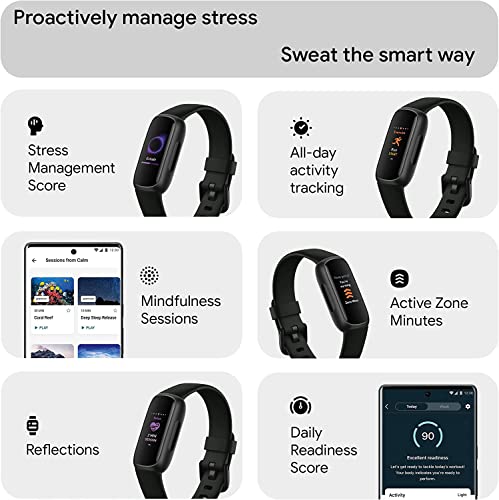 Fitbit Inspire 3 Health & Fitness Tracker - Black Bundle with Bands & Accessories