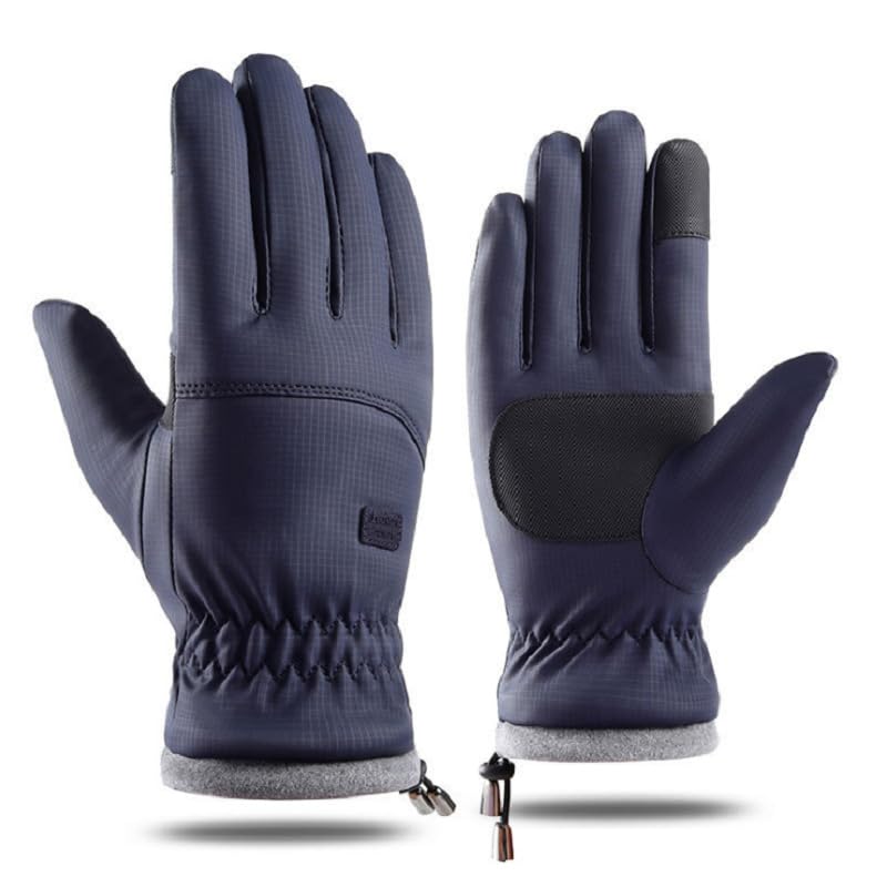Cold Weather Motorcycle Gloves for Men - Blue, Medium