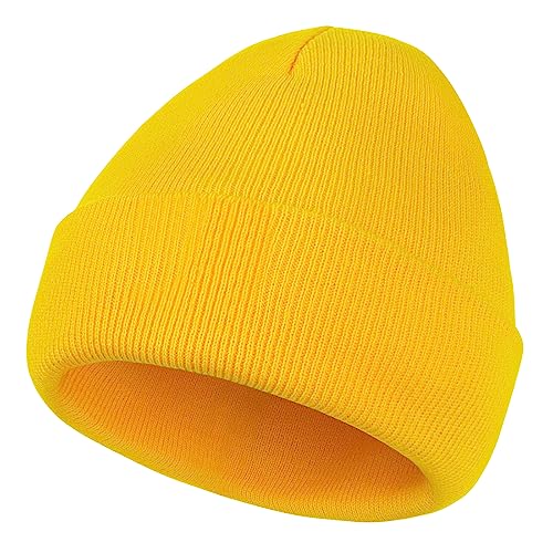 Warm Slouchy Beanie for Men & Women - One Size Yellow
