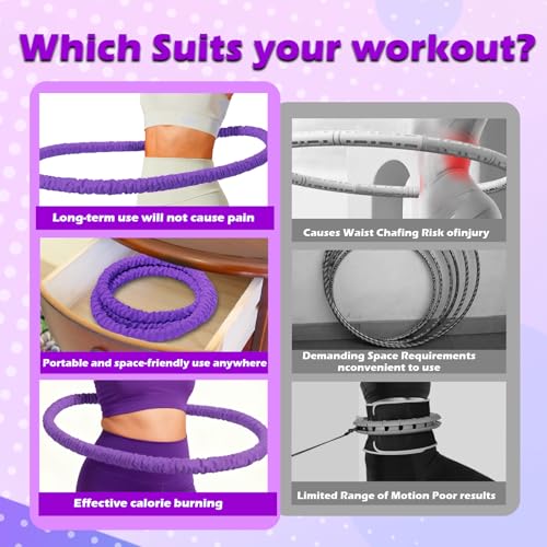3 lbs Soft Weighted Hoop - Fat Burning & Waist Toning - Purple