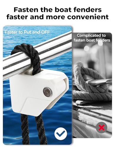 KEMIMOTO White Boat Fender Clips - Adjustable Quick Release Marine Cleats (2 pcs)