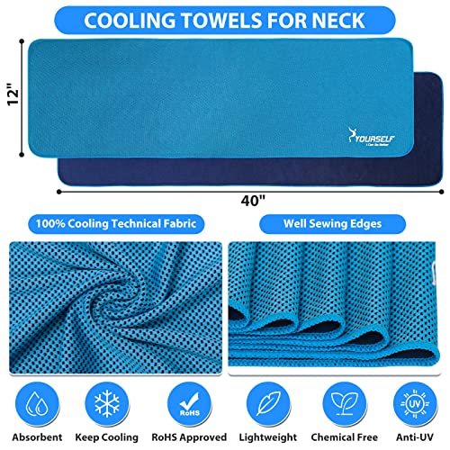 Cooling Towel for Neck - Instant Relief Ice Towel 40" x 12" - Blue