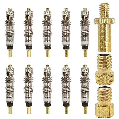 Presta Valve Core Set with Adapters for Tubeless Bikes - 10 Pcs