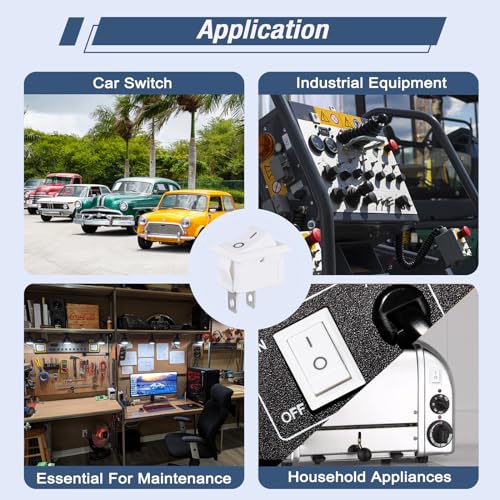 10 Pcs White Mini Rocker Switch 2 Pin On/Off for Boat & Car