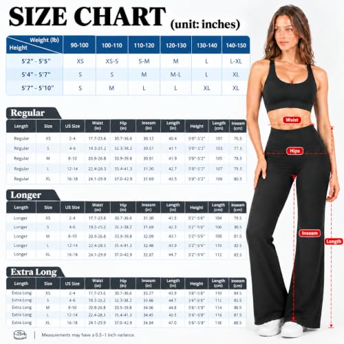 Women’s Black Wide Leg Yoga Pants - 31.7" Inseam, Medium Fit, Size 5'2"-5'5"