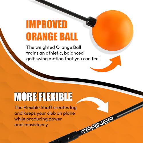 Golf Swing Trainer Aid - Full-Size 47" Orange Whip for Rhythm & Balance