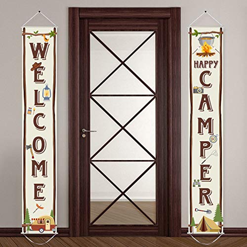 Camping Party Banner Set - Welcome & Happy Camper Banners for Outdoor Celebrations