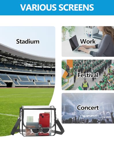 Stadium Approved Clear Bag - Black Clear Purse for Events