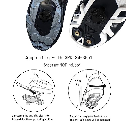 SPD Bike Cleats Set Compatible with Shimano SM-SH51 - Indoor & Outdoor Cycling