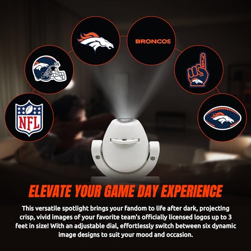 Denver Broncos LED Mini Spotlight Projector - Adjustable & Rechargeable