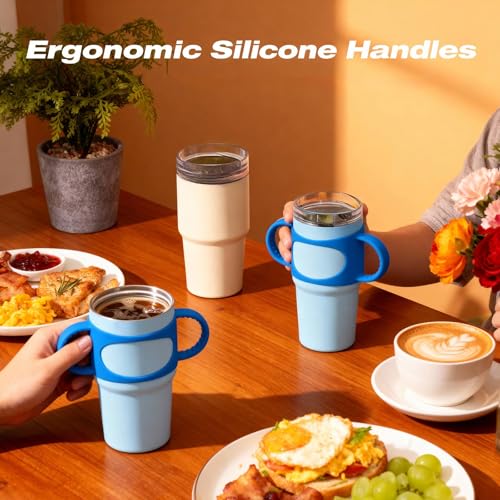 Silicone Tumbler Handles for Kids' Cups - Blue & Green - 2 Pcs