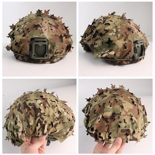 JOAXOR DP 3D Laser-Cut Tactical Helmet Cover, Breathable Mesh Camouflage