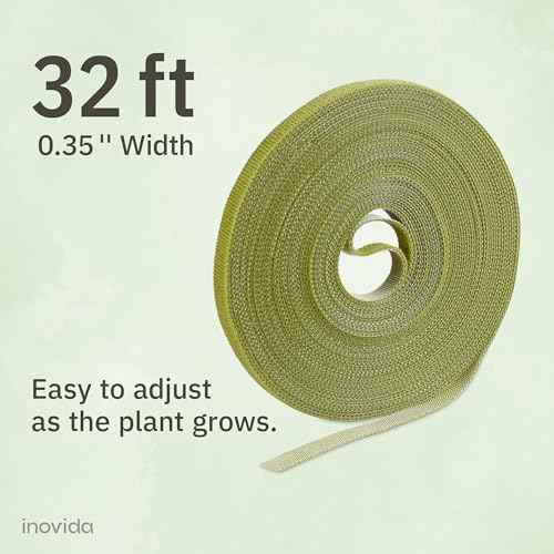 Hook & Loop Plant Ties: 32 ft Self-Adhesive, Extra-Strong Garden Tape for Weatherproof Plant Support ? Reusable ? Support for Climbing Plants ? Indoor and Outdoor Gardening by Inovida