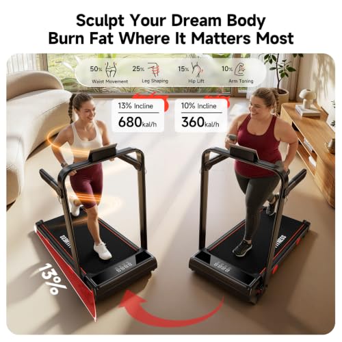 Incline Walking Pad Treadmill with Handle Bar - Matte Black