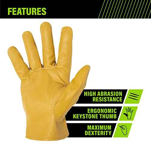 AWP Grain Leather Goatskin Work Gloves for Men and Women, Made with Genuine Top-Grain Goatskin Leather, X-Large