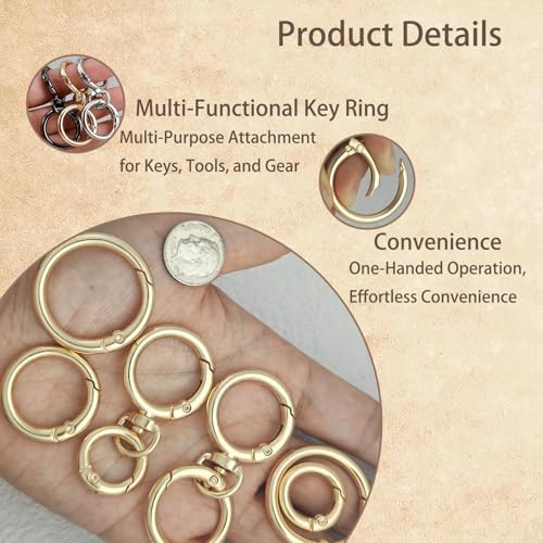 16PCS Metal Spring O Ring Set - Mixed Sizes Carabiner Clips - Silver