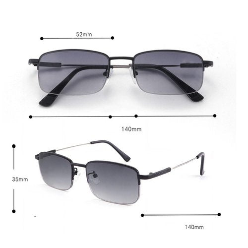 jingyuton Myopia Distance Sunglasses Tinted Gray Men Women Lightweight Classic Half-frame UV Protection Nearsighted Glasses (Black, 4, Diopters)