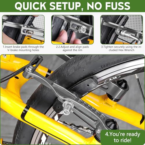70mm V-Brake Pads for Bicycles - 4 Pack Set with Allen Wrench
