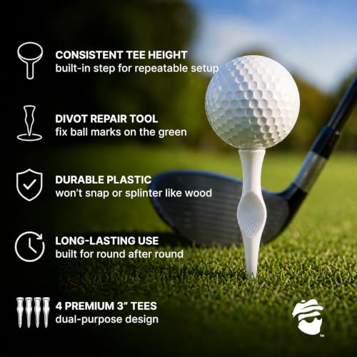 3-Inch Step-Up Golf Tee & Divot Repair Tool - 5 Pack