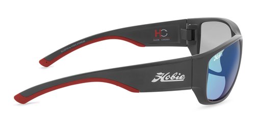 Hobie - Bluefin Float Polarized Sunglasses - Outdoor Sunglasses with HydroClean Lenses for Men and Women - Cobalt Mirror Lenses/Hank Cherry Satin Black & Red Frame