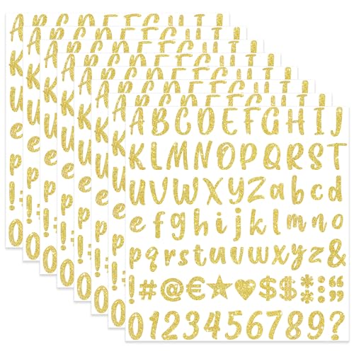 Gold Glitter Letter Stickers Set - 648 Pcs, 1 Inch