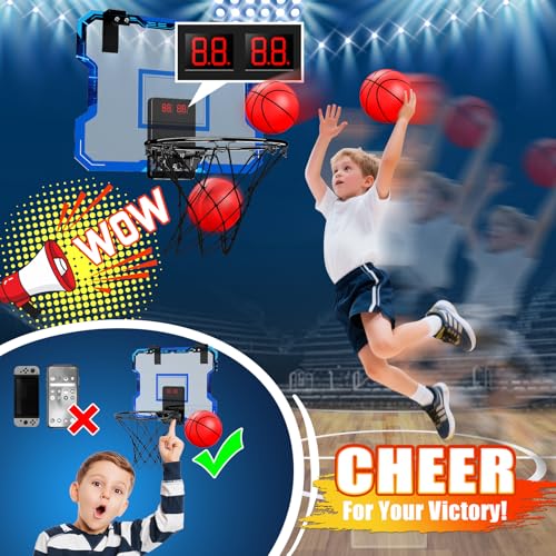 Antaha Indoor Basketball Hoop with Electronic Scoreboard – Over-the-Door Mini Set (4 Modes, 3 Balls, Pump)