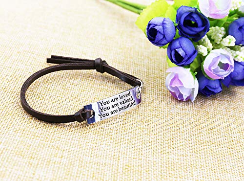 Inspirational Adjustable Leather Bracelet - You Are Loved