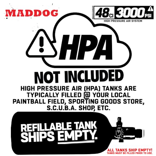 48ci 3000psi HPA Compressed Air Tank for Paintball & Airsoft - Refillable
