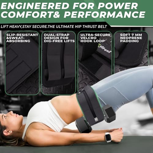 Zytrant Hip Thrust Barbell Pad Belt for Gym - Black, One Size