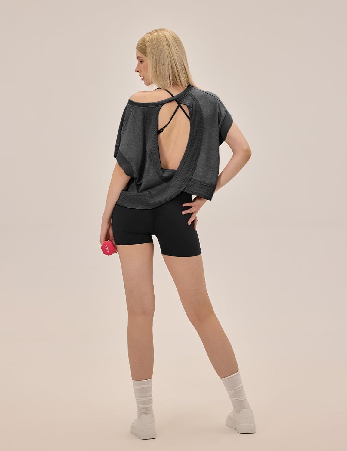UNIANKIYA Open Back Workout Tops - Loose Fit Athletic Crop Tee for Gym, Running & Yoga | Short Sleeve