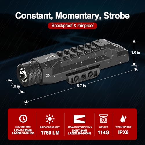 Solofish Green Laser Light Combo for Rifle - 1750 Lumens, M-LOK/Picatinny Mount