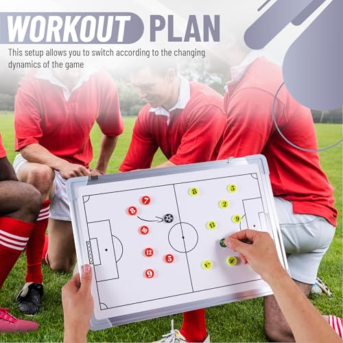 Soccer Coaching Board - Magnetic Tactics Clipboard with Dry Erase - Soccer-white