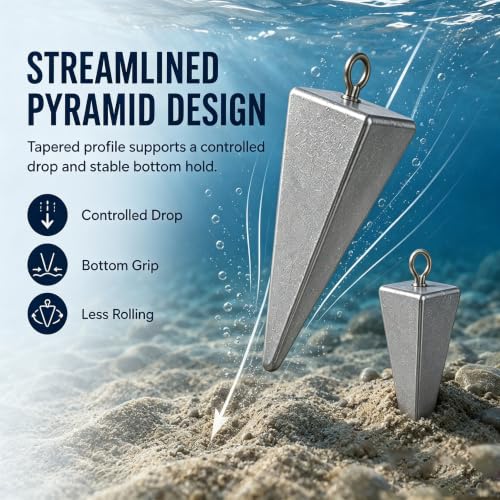 Pyramid Fishing Sinkers - 1 Ounce, 10pcs - Saltwater Weights