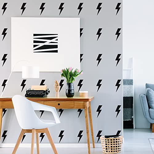 Black Lightning Bolt Wall Decals - 4 Sheets 14x11 in, SHYJSHYJ Variation Black