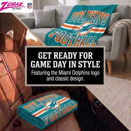 Miami Dolphins NFL Micro Raschel Plush Throw Blanket - 45x60