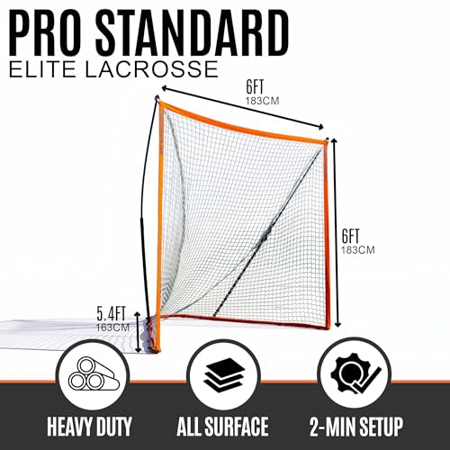 Portable 6x6 Lacrosse Goal with 8-Ply Weatherproof Net