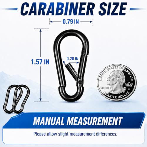 20PCS Heavy Duty Black Carabiner Clips - 1.57 Inch Snap Hooks