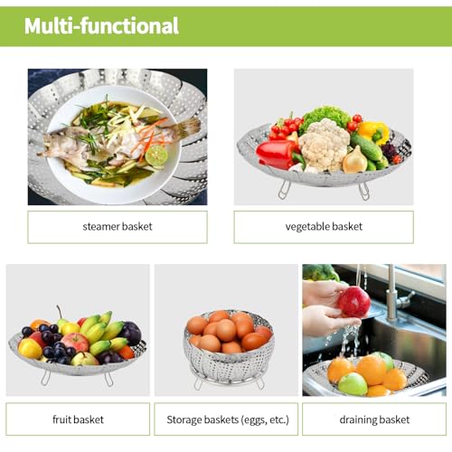 Expandable Stainless Steel Steamer Basket - 6-10.3 Inch