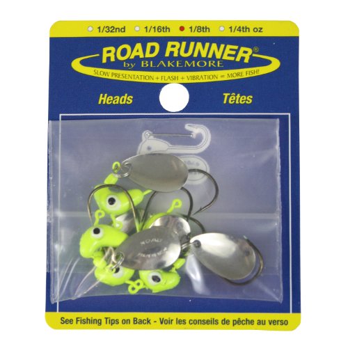 Chartreuse Road Runner Bulk Head Hooks - 1/8 Ounce, 4 Pack